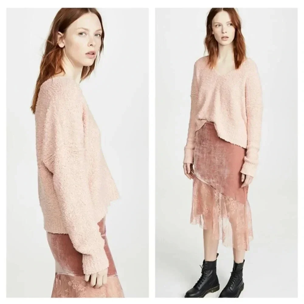 New Free People Finders Keepers Peach Sweater XS